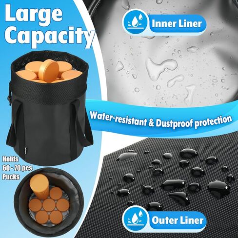 Ice Hockey Puck Bag Carry Bag, Portable Equipment Accessories Carrier Organizer for Hockey Training Practice & Storage in Ice Rink, Waterproof Inner with Easy Access Holds 60-70 pcs Pucks in Kuwait