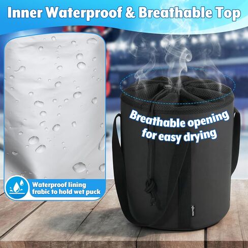 Ice Hockey Puck Bag Carry Bag, Portable Equipment Accessories Carrier Organizer for Hockey Training Practice & Storage in Ice Rink, Waterproof Inner with Easy Access Holds 60-70 pcs Pucks in Kuwait