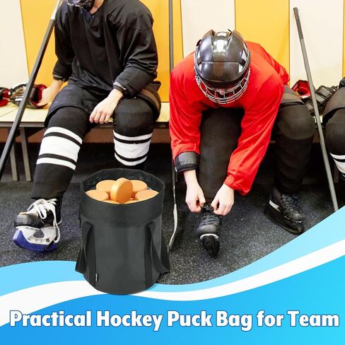 Ice Hockey Puck Bag Carry Bag, Portable Equipment Accessories Carrier Organizer for Hockey Training Practice & Storage in Ice Rink, Waterproof Inner with Easy Access Holds 60-70 pcs Pucks in Kuwait