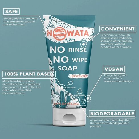 منظف ​​اليدين بدون ماء من نواتا - بديل الصابون بدون شطف للسفر والاستخدام الخارجي | تركيبة مرطبة وغير دهنية | 73 مل in Kuwait