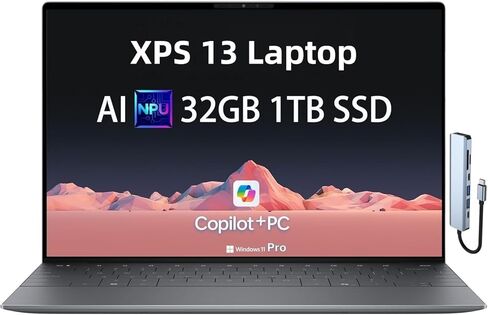 Newdel.L XPS 13 9350 كمبيوتر محمول ، طالب أعمال Copilot+ AI للكمبيوتر (13.4 "FHD+ 120Hz Infinityedge ، Core Ultra 7 256V W/AI NPU ، 16GB RAM ، 1TB SSD) in Saudi Arabia