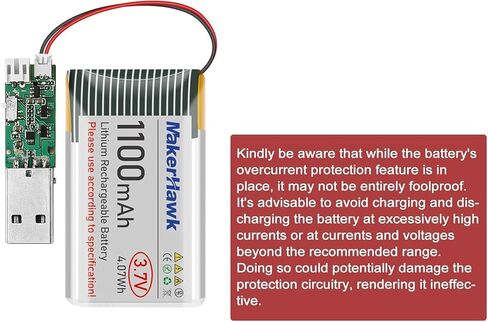 MakerHawk 3.7V 1100mAh LiPo Battery 102540 Rechargeable 1S Lithium Polymer Battery with Protection Board Insulated Rubber Tape, Micro JST 1.25 Plug for Arduino ESP32 Development Board (4 Pack) in Saudi Arabia