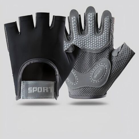 Half Finger Workout Gloves, Breathable Anti-Slip Training Gloves with Palm Pad, Gym Weightlifting Gloves for Fitness, Cycling, Pull Ups, Unisex in Saudi Arabia