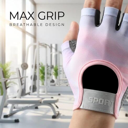 Half Finger Workout Gloves, Breathable Anti-Slip Training Gloves with Palm Pad, Gym Weightlifting Gloves for Fitness, Cycling, Pull Ups, Unisex in Saudi Arabia