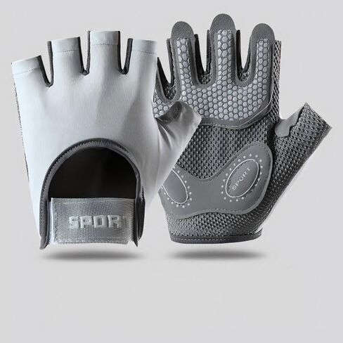 Half Finger Workout Gloves, Breathable Anti-Slip Training Gloves with Palm Pad, Gym Weightlifting Gloves for Fitness, Cycling, Pull Ups, Unisex in Saudi Arabia