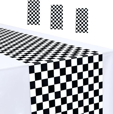 6 Pcs Red and White Checkered Table Runner Plastic 14 x 108 Disposable Gingham Table Runner for Birthday Wedding Baby Shower Christmas Party Table Centerpiece Decorations in Saudi Arabia