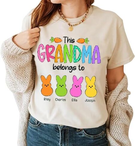 NAZENTI Personalized Grandma Sweatshirt, Love Grandma Life Bunny Easter Shirt, Custom Grandma Shirt, Gift for Mom, Grandma in Saudi Arabia