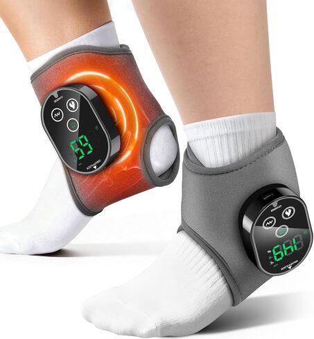مدلك قدم لاسلكي للاعتلال العصبي، مدلك للكاحل لتخفيف الآلام، مدلك للقدمين، HSA مؤهل FSA، وسادة تدفئة للكاحل مع تدليك، 4 مستويات للحرارة، 3 تدليك، أسود in Kuwait
