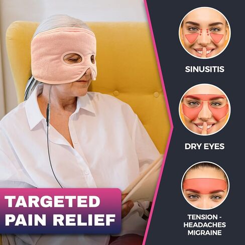 Moist Heat Sinus Pressure Relief Mask with 3 Heat Settings, Extra Large Face Heating Pad for Eyes, Sinusitis, Hormone Migraine, Tension Headache Relief in Kuwait