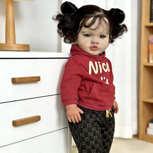 Rxdoll African African American Reborn Baby Dolls Toddler Girl 26 بوصة كبيرة الحجم من جديد توددر دمية سوداء دمى البنات الجسم واقعية واقعية الطفل التي تبدو أطفال حقيقية من السيليكون in Kuwait