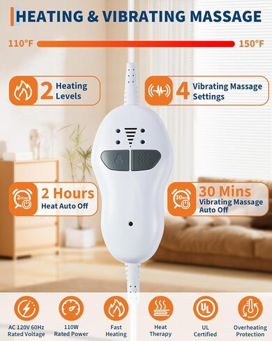 Massaging Heating Pad for Neck and Shoulders and Back, Vibrating Heating Pad for Back, 24" x 35" Large Heating Pad with 8 Massage Combinations, 2 Heat Levels, Mother's Day & Birthday Gifts in Saudi Arabia