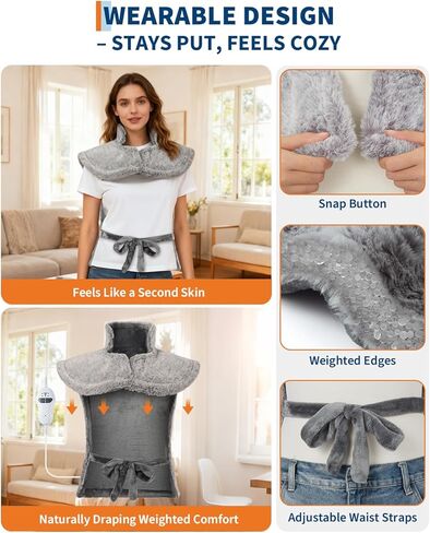 Massaging Heating Pad for Neck and Shoulders and Back, Vibrating Heating Pad for Back, 24" x 35" Large Heating Pad with 8 Massage Combinations, 2 Heat Levels, Mother's Day & Birthday Gifts in Saudi Arabia