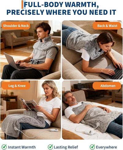 Massaging Heating Pad for Neck and Shoulders and Back, Vibrating Heating Pad for Back, 24" x 35" Large Heating Pad with 8 Massage Combinations, 2 Heat Levels, Mother's Day & Birthday Gifts in Saudi Arabia