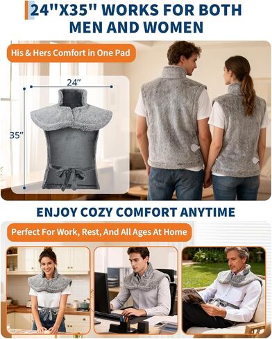 Massaging Heating Pad for Neck and Shoulders and Back, Vibrating Heating Pad for Back, 24" x 35" Large Heating Pad with 8 Massage Combinations, 2 Heat Levels, Mother's Day & Birthday Gifts in Saudi Arabia
