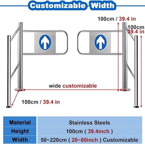بوابة أمان من الفولاذ المقاوم للصدأ تغلق تلقائيًا، باب وصول للمشاة مزود بنابض بعرض 44 بوصة للمكتبات والمتاجر والمصانع - بوابة حاجز أمان متأرجح in Kuwait