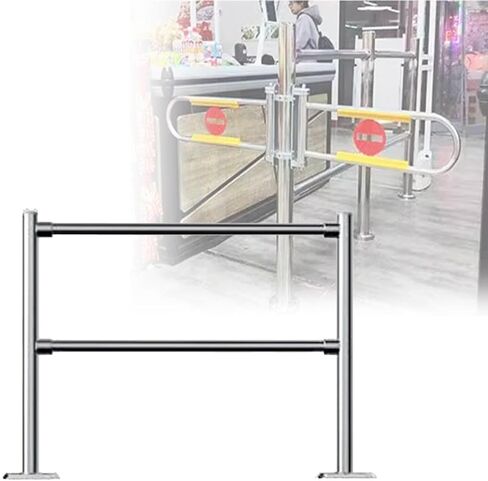 Stainless Steel Supermarket Cashier Counter Safety Gate 1-Way Pedestrian Access Door Automatic Spring-Loaded Swing Gate for Libraries Silver 300x100cm 6.3cm in Saudi Arabia