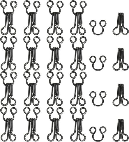 Sewing Hooks and Eyes, 15mm Covered Hook Eye Sewing Closure Fasteners Sew on Snaps Fit for Bra Clothing Replacement Trousers Skirt Clothing DIY Craft (100 Pack, Gold) in Saudi Arabia