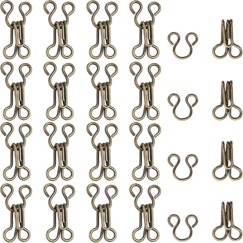 Sewing Hooks and Eyes, 15mm Covered Hook Eye Sewing Closure Fasteners Sew on Snaps Fit for Bra Clothing Replacement Trousers Skirt Clothing DIY Craft (100 Pack, Gold) in Saudi Arabia