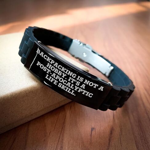 Backpacking Survival Clasp Bracelet, Funny Inspirational Gift from Friends, Family, Coworkers for Backpacking Enthusiasts, Christmas Unique Gifts for Him, Her, Men, Women in Saudi Arabia