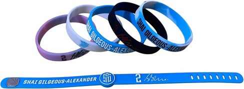 مجموعة أساور سيليكون لكرة السلة Shai Gilgeous-Alexander SGA مكونة من 6 قطع - للجنسين للبالغين، متعددة الألوان، سوار معصم رياضي قابل للتعديل لمحبي كرة السلة in Kuwait