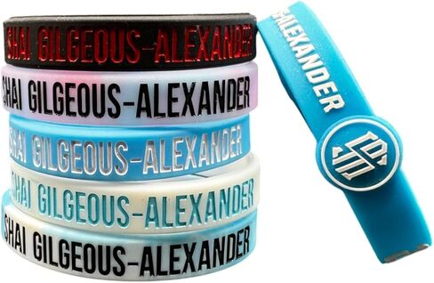 مجموعة أساور سيليكون لكرة السلة Shai Gilgeous-Alexander SGA مكونة من 6 قطع - للجنسين للبالغين، متعددة الألوان، سوار معصم رياضي قابل للتعديل لمحبي كرة السلة in Kuwait