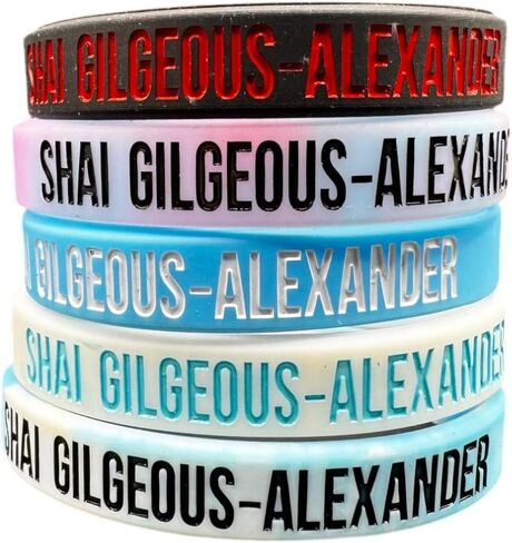 مجموعة أساور سيليكون لكرة السلة Shai Gilgeous-Alexander SGA مكونة من 6 قطع - للجنسين للبالغين، متعددة الألوان، سوار معصم رياضي قابل للتعديل لمحبي كرة السلة in Kuwait