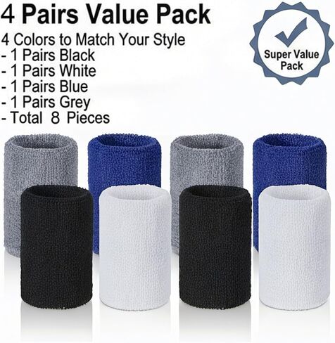 8 قطع من أربطة المعصم للرجال والنساء وأساور المعصم وأساور كرة السلة والتنس وأساور معصم مرنة لرياضة معصمه لكرة السلة والتنس وكرة القدم والجري والرياضات الخارجية in Kuwait