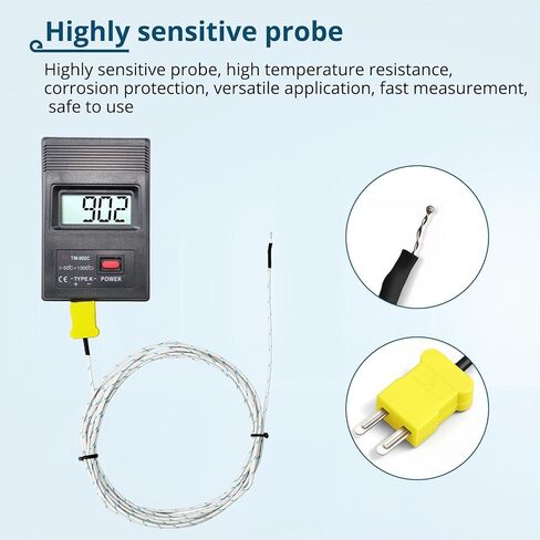 5 عبوات من المزدوجات الحرارية من النوع K، مستشعر درجة حرارة الألياف الزجاجية 3M، 0-500 درجة مئوية (32-932 درجة فهرنهايت)، مسبار خرزي سريع الاستجابة لأنظمة التدفئة والتهوية وتكييف الهواء والفرن والطابعة ثلاثية الأبعاد in Kuwait