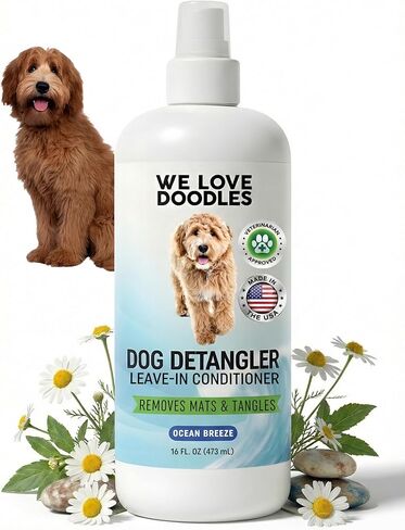 [Upgraded Version] We Love Doodles Dog Detangler Spray, Leave-in Conditioner for Dogs, Dog Detangling Spray, Dematting Spray for Dogs, Tangle Remover, Made in The USA, 16 fl oz (Ocean Breeze) in Saudi Arabia