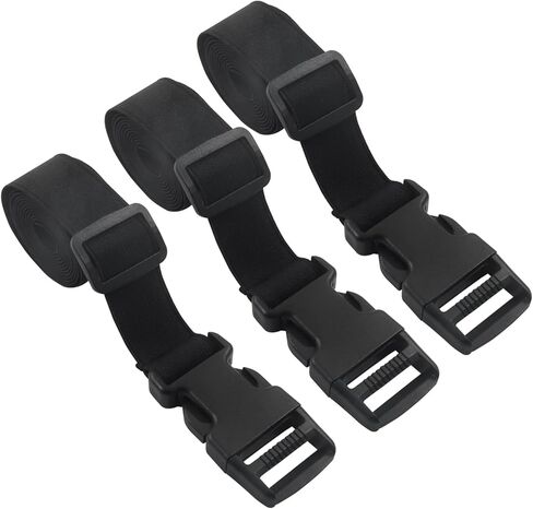 Hordion 3 قطع أشرطة ربط للأسفل، حزام نايلون أسود قابل للتعديل مع أبازيم 1 بوصة × 47 بوصة (3.9 قدم) مع إطلاق سريع، حزام رموش لحقيبة الظهر، والأنشطة الخارجية in Kuwait