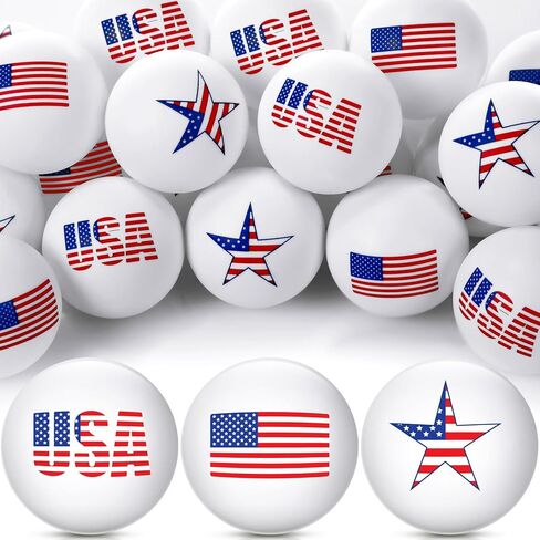 Soulchen 24 Pcs Independence Day Table Tennis Balls Bulk 40 mm 250th Anniversary Patriotic Table Tennis Ball America Flag USA Star Novelty Funny Toys Accessories for 4th of July Gift Party in Saudi Arabia