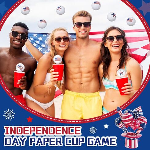 Soulchen 24 Pcs Independence Day Table Tennis Balls Bulk 40 mm 250th Anniversary Patriotic Table Tennis Ball America Flag USA Star Novelty Funny Toys Accessories for 4th of July Gift Party in Saudi Arabia