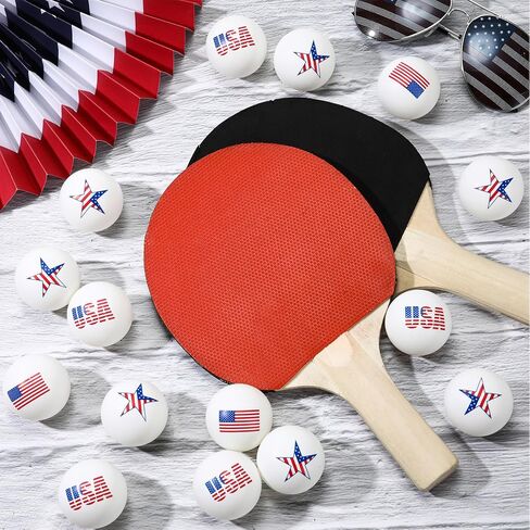 Soulchen 24 Pcs Independence Day Table Tennis Balls Bulk 40 mm 250th Anniversary Patriotic Table Tennis Ball America Flag USA Star Novelty Funny Toys Accessories for 4th of July Gift Party in Saudi Arabia