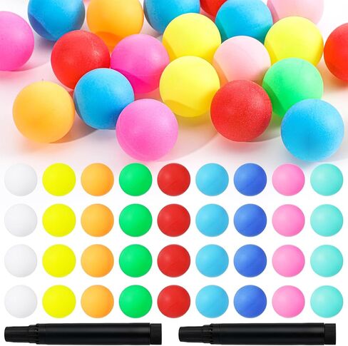 MAQUITA 150 Pack Table Tennis Balls, 40mm Colored Plastic Balls Beer Ball Bulk with 2 Pack Marker Pen, Washable Small Game Ball for Games, Arts and Craft, Party Decor, Pet Toys in Saudi Arabia