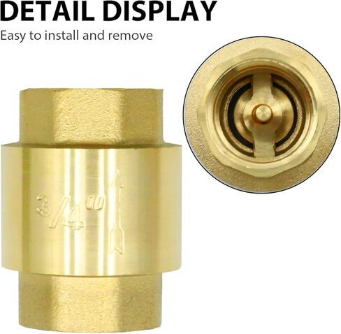 MDEOOSKY 2 Pcs Brass Check Valve, 3/4" Female Thread One Way Backflow Preventer Check Valves, In-line Spring Check Valve for Water Oil Non-corrosive Flammable Gases in Saudi Arabia