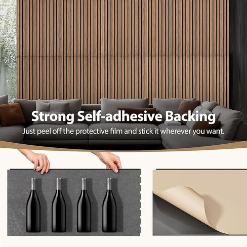 INMOZATA 8 عبوات من الألواح الخشبية الصوتية المخددة مقاس 11.8 بوصة × 23.6 بوصة، وألواح جدارية قابلة للتقشير واللصق لتزيين الجدران الداخلية، والمدفأة، وغرفة المعيشة، وغرفة النوم، والمكتب (الجوز) in Kuwait