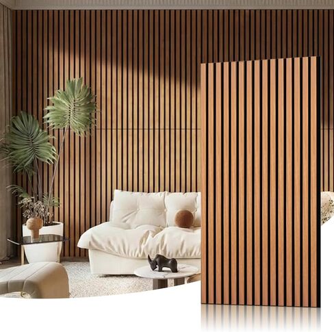 ألواح حائط صوتية من شرائح خشبية - لوحة امتصاص صوت مخددة ثلاثية الأبعاد للجدار والسقف - 47.2 بوصة × 23.6 بوصة (جوز، 4 عبوات) in Kuwait