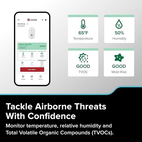 Kidde Smart Carbon Monoxide Detector & Indoor Air Quality Monitor, Plug-in with AA Battery Backup, Real-Time Notifications, 2.4 GHz Wi-Fi Enabled, Rotating Plug, 85 dB Alarm, 5th Edition, COPDLQW in Saudi Arabia