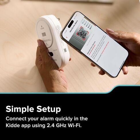 Kidde Smart Carbon Monoxide Detector & Indoor Air Quality Monitor, Plug-in with AA Battery Backup, Real-Time Notifications, 2.4 GHz Wi-Fi Enabled, Rotating Plug, 85 dB Alarm, 5th Edition, COPDLQW in Saudi Arabia