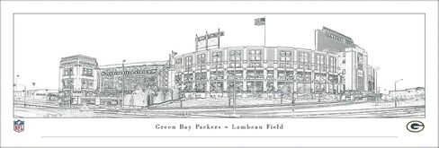 Lambeau Field, Home of The Green Bay Packers - Black & White Line Art by Blakeway Panoramas in Saudi Arabia