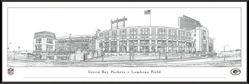 Lambeau Field, Home of The Green Bay Packers - Black & White Line Art by Blakeway Panoramas in Saudi Arabia