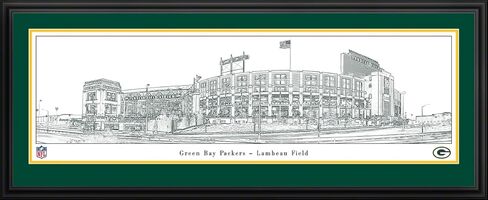 Lambeau Field, Home of The Green Bay Packers - Black & White Line Art by Blakeway Panoramas in Saudi Arabia