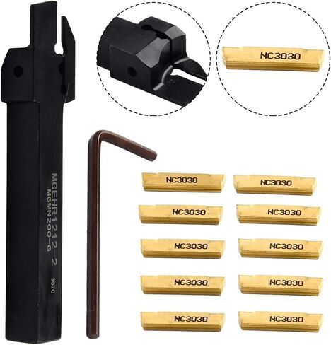 Lathe Cutter Grooving Tool Holder Set with 10 MGMN200 rts and L Wrench for CNC Metalworking in Saudi Arabia