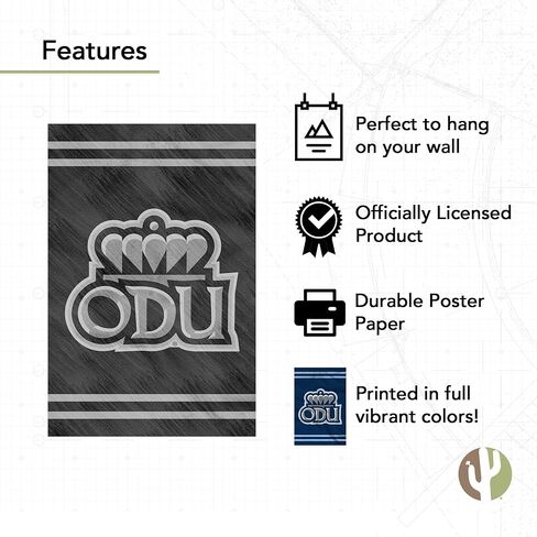 ملصق جامعة صبار الصحراء أولد دومينيون ODU Monarchs مقاس 11 × 17 بوصة ديكور مكتب الغرفة ديكور رسمي للمروحة (11 × 17 بوصة، الإصدار 3) in Saudi Arabia