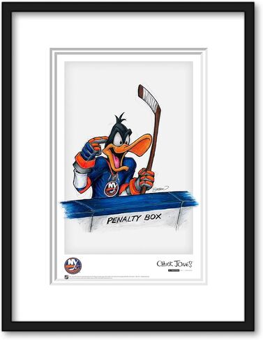 ملصق فني مطبوع عليه New York Islanders Daffy Duck NHL Looney Tunes بواسطة S. Preston - ديكور جدار المنزل لغرفة المعيشة، 11 بوصة × 17 بوصة عمل فني غير مؤطر، أزرق in Kuwait