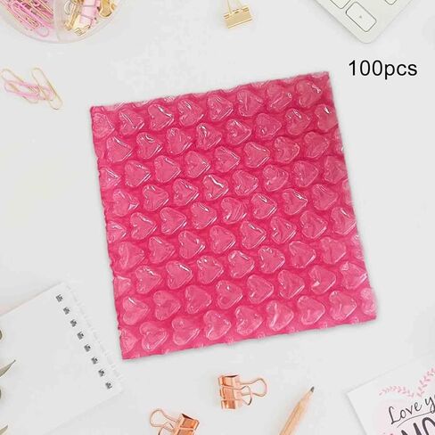 100 قطعة من أكياس فقاعات الحب على شكل قلب، أكياس إسفنجية مزدوجة الجدران، أغطية عبوات مناسبة لتخزين MOV، أحمر وردي، S in Kuwait