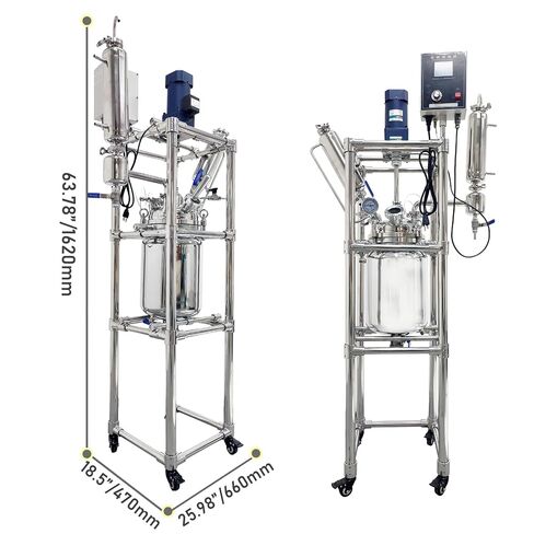 INTSUPERMAI 110V 10L Laboratory Jacketed Reactor Laboratory Glass Reactor Jacketed Glass Reaction Kettle with Digital Display Wheels Double-Layer Chemical Reaction Vessel for Chemistry Distillation in Kuwait