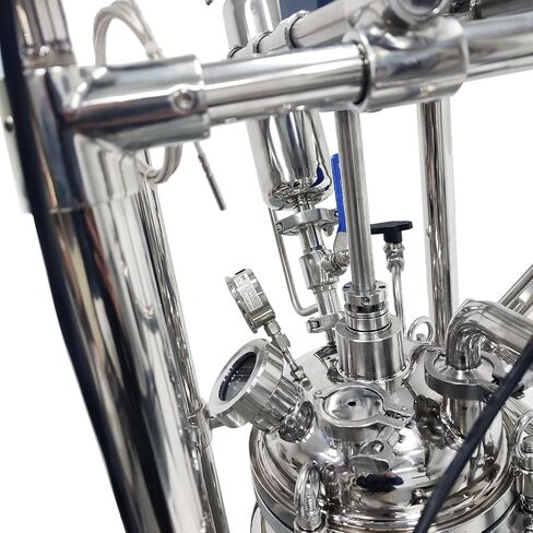 INTSUPERMAI 110V 10L Laboratory Jacketed Reactor Laboratory Glass Reactor Jacketed Glass Reaction Kettle with Digital Display Wheels Double-Layer Chemical Reaction Vessel for Chemistry Distillation in Kuwait