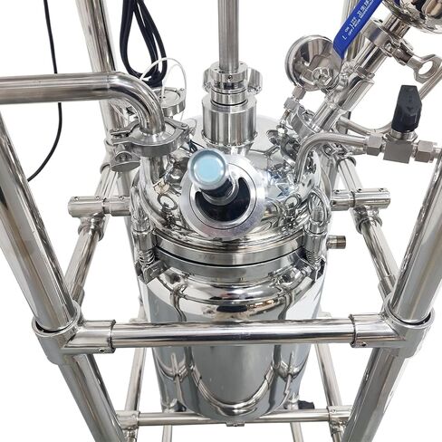 INTSUPERMAI 110V 10L Laboratory Jacketed Reactor Laboratory Glass Reactor Jacketed Glass Reaction Kettle with Digital Display Wheels Double-Layer Chemical Reaction Vessel for Chemistry Distillation in Kuwait