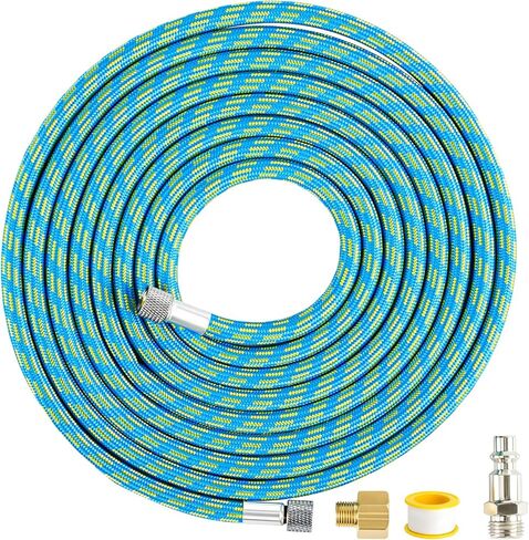 Premium10-Ft Braided Airbrush Hose with US-Standard Air Compressor Quick Connect and 1/8" to 1/4" Adapter, Compatible with Harder & Steenbeck, Iwata, Badger and Other Mainstream Airbrushes in Kuwait